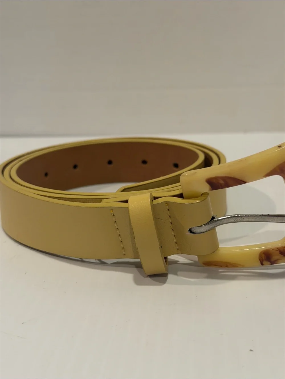 Women’s Belt Summer Yellow Faux Tortoise Shell Buckle XXL 50” Target Brand Mint
